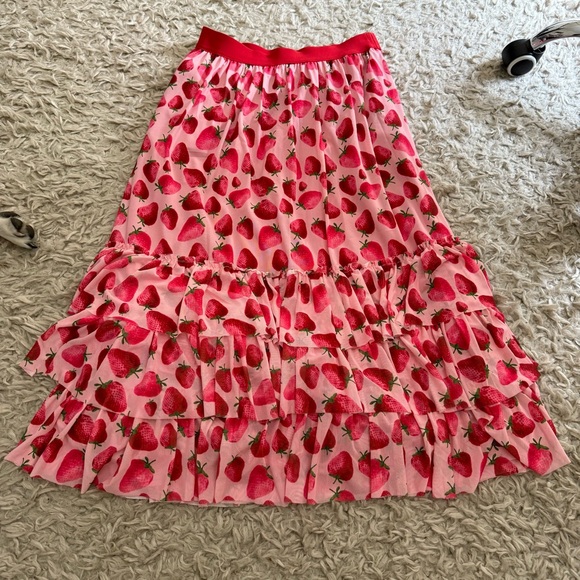 Eva Franco Anthropologie Strawberry Tiered Midi Skirt - Picture 5 of 10
